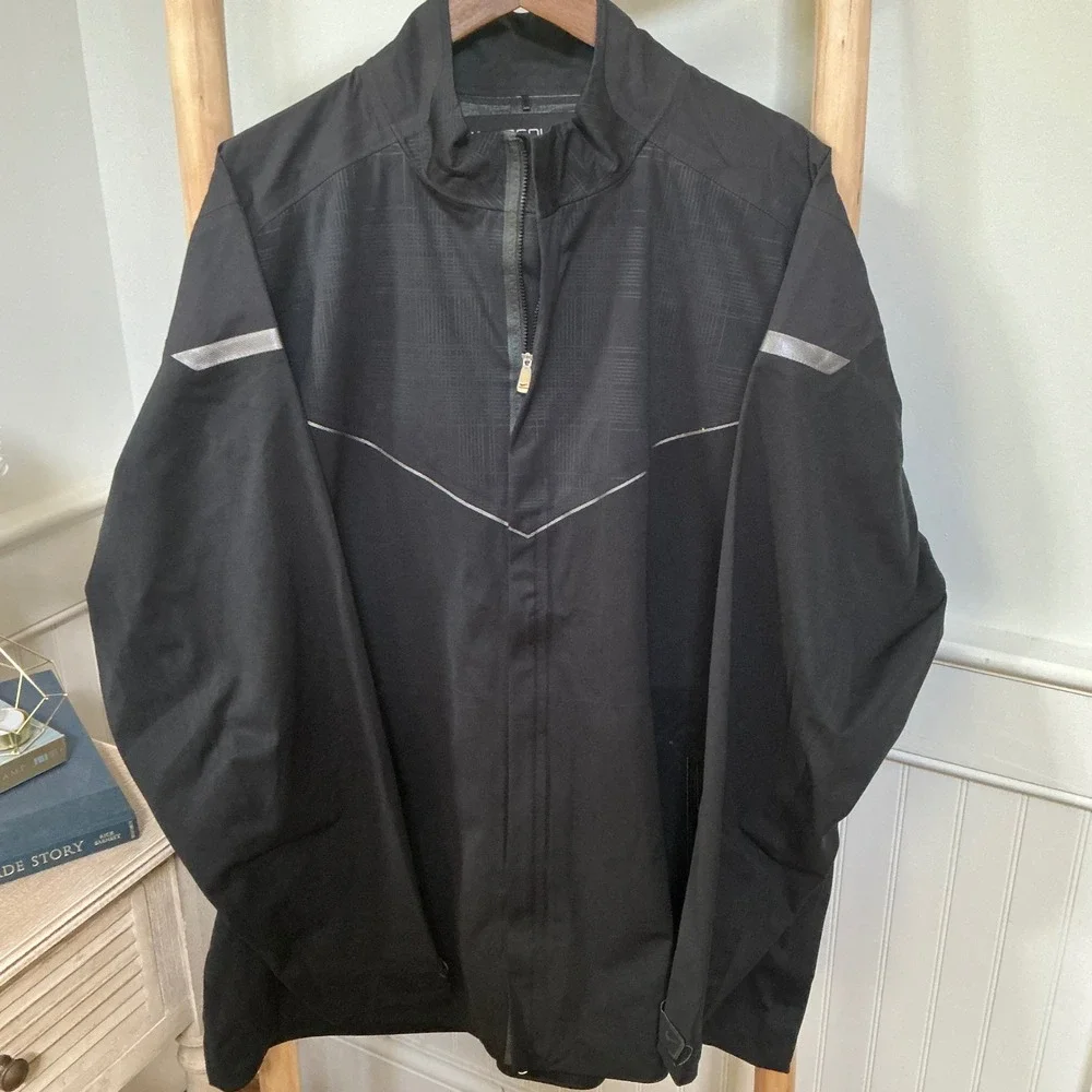 Nike Golf Storm-FIT 10 Jacket Mens XXL Black Waterproof Full Zip Reflective Rain